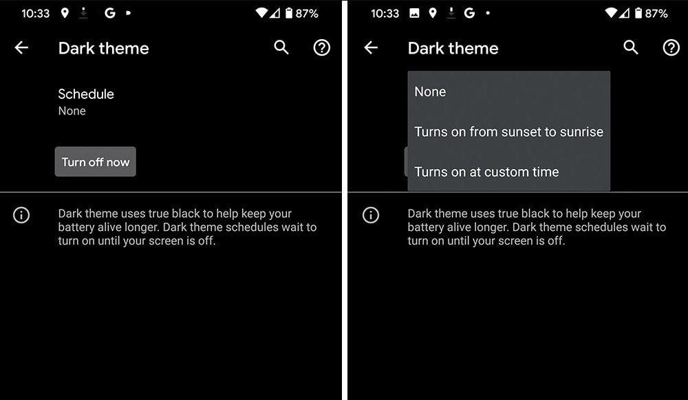 Android 11 темная тема по расписанию